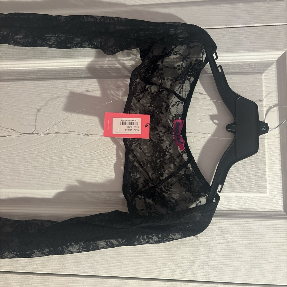 Edikted Black Lace Long Sleeve Crop Top Shawl